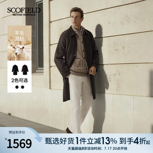 SCOFIELD男装25年秋冬新品时尚都市中长款翻领羊毛混纺毛呢大衣