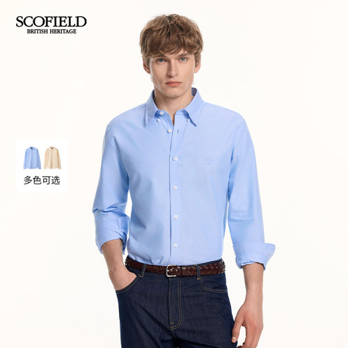 【牛津纺】SCOFIELID男装26年夏季新品100%棉吸湿透气长袖衬衫男