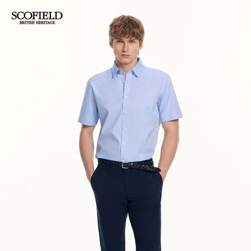 SCOFIELD男装26年新品通勤商务风职场100%棉约会翻领夏季短袖衬衫