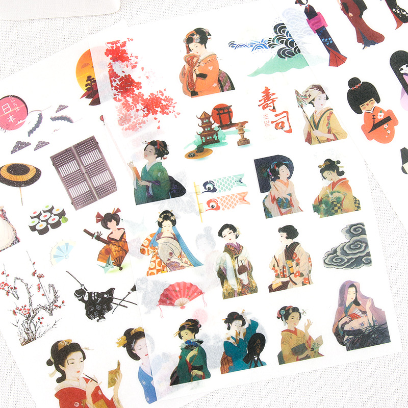 东京故事 日式和风特色浮世绘古典人物贴画 日系手账装饰平面贴纸图片