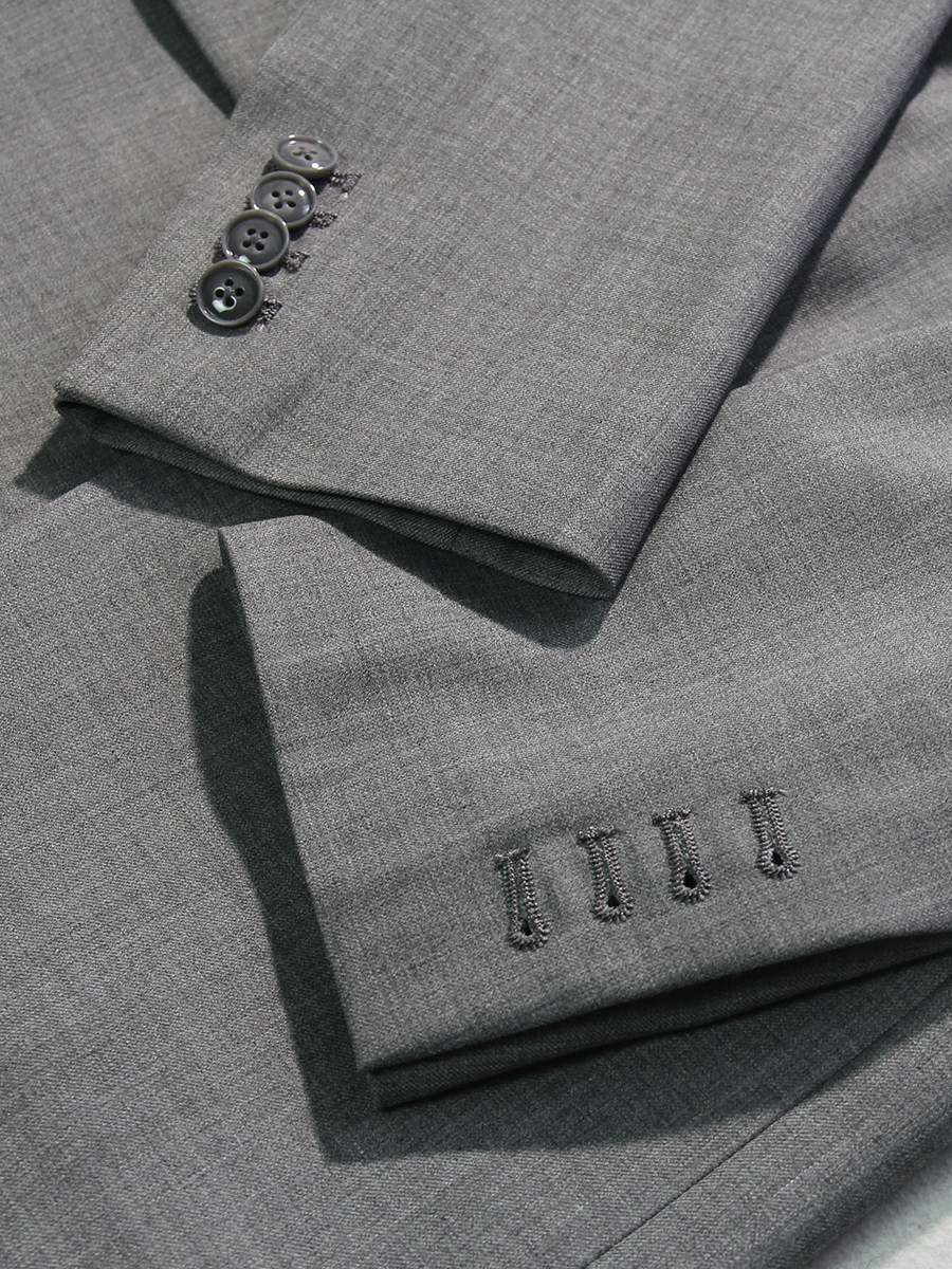 GREY SUIT SET TRIM BODY SHAPE WIDE COLLAR AUTUMN WINTER MENS TWO SINGLE-BREASTED JACKET CASUAL TAILORED PLUS SIZE