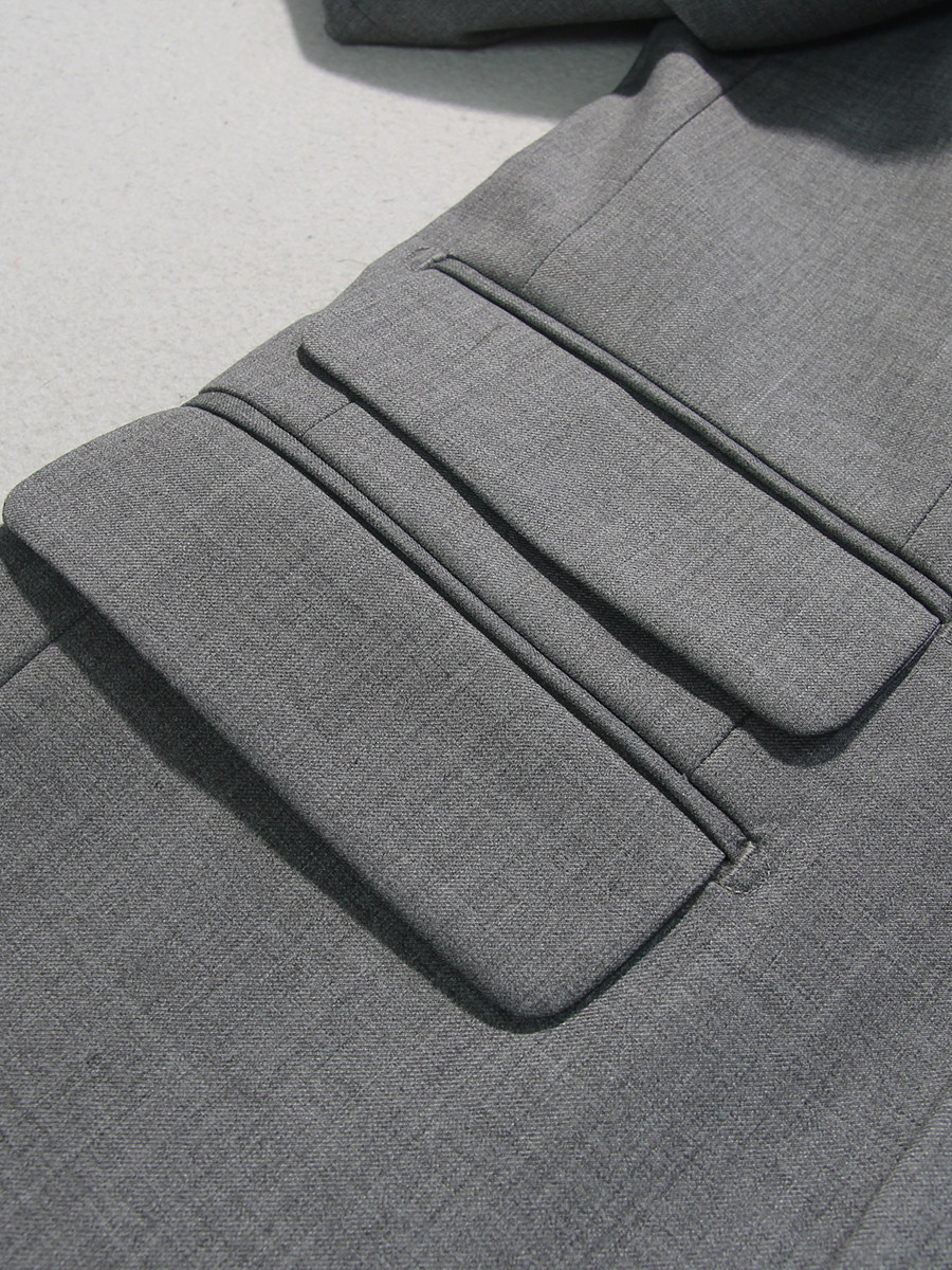 GREY SUIT SET TRIM BODY SHAPE WIDE COLLAR AUTUMN WINTER MENS TWO SINGLE-BREASTED JACKET CASUAL TAILORED PLUS SIZE