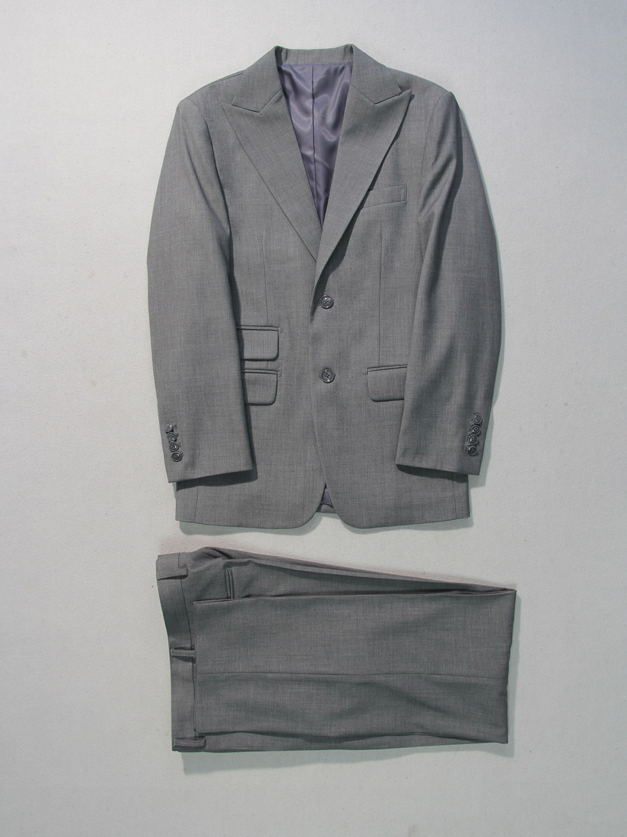 GREY SUIT SET TRIM BODY SHAPE WIDE COLLAR AUTUMN WINTER MENS TWO SINGLE-BREASTED JACKET CASUAL TAILORED PLUS SIZE