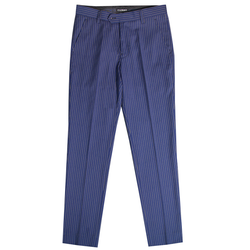 SPRING SUMMER MENS DARK BLUE PINSTRIPE FORMAL SUIT SUIT THIN MENS SINGLE-BREASTED NOTCH LAPELS AMERICAN CASUAL