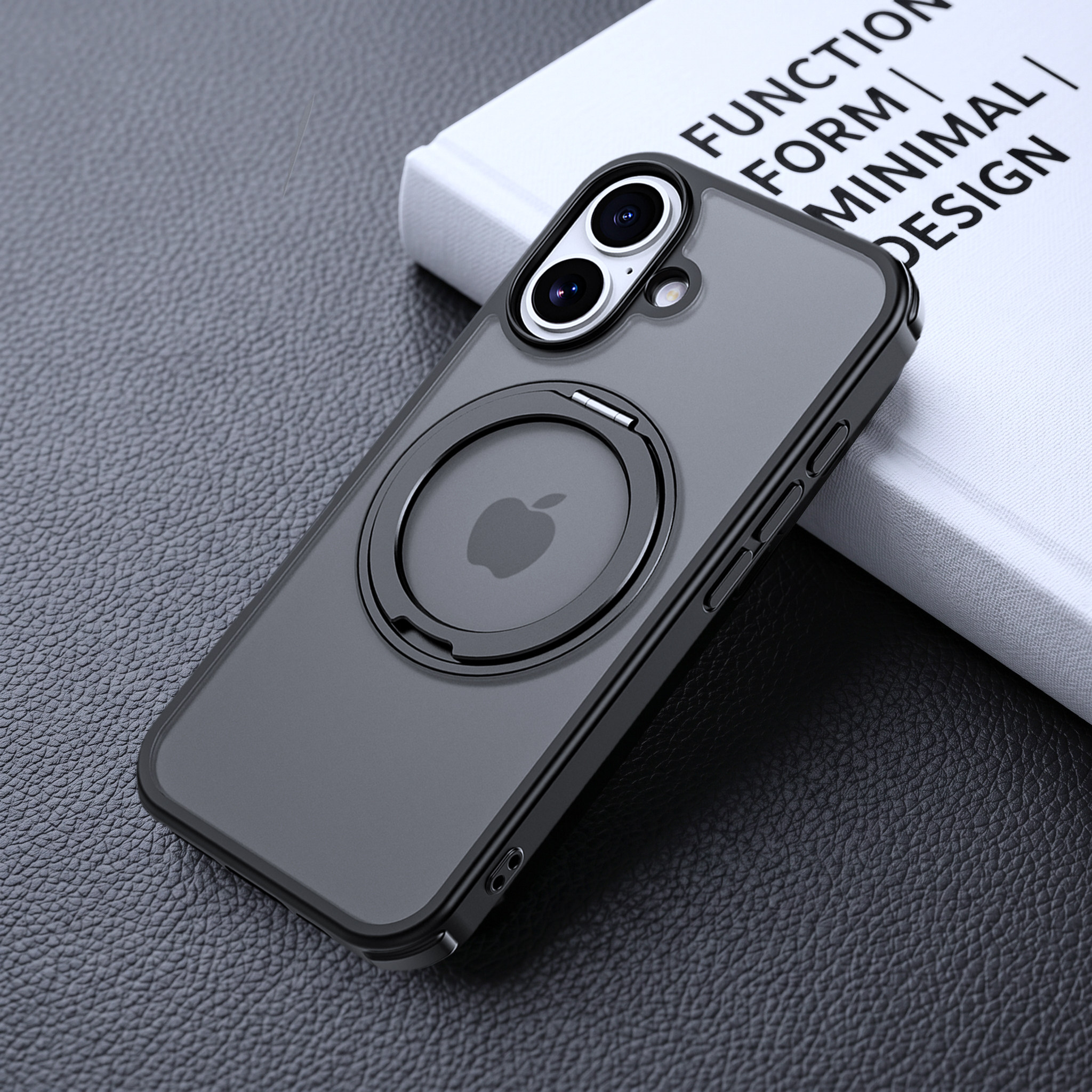 适用苹果16promax手机壳iphone17软边硬壳16透明360°磁吸支架MagSafe超薄15保护套14防摔plus全包13磨砂外壳