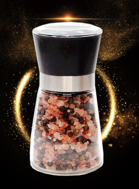 喜马拉雅玫瑰盐海盐黑胡椒颗粒混合装送研磨器150g