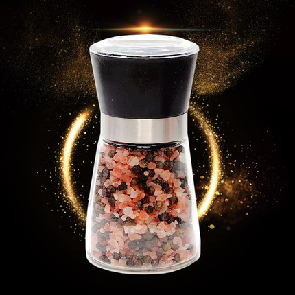 喜马拉雅玫瑰盐海盐黑胡椒颗粒混合装送研磨器150g