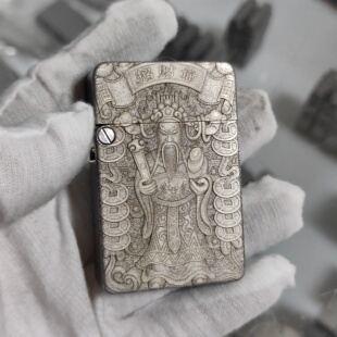 虎鲨钛合金浮雕财源广进老式砂轮点火防风煤油打火机