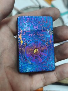 虎鲨钛合金二代升级版深雕山鬼花钱阳极化烤蓝定制防风煤油打火机