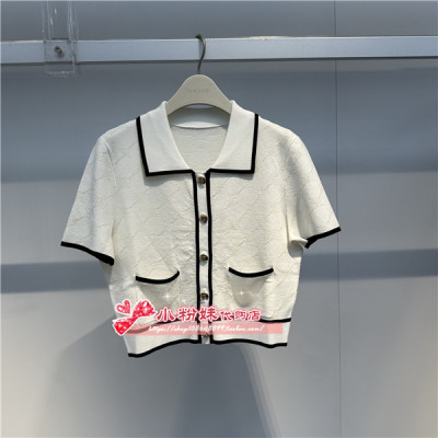 A1EDE2369女装2024夏老花翻领开衫A1EDE2369C8
