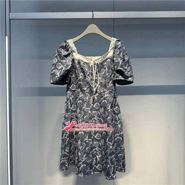 A1FAE2428女装2024夏法式方领连衣裙A1FAE2428C5