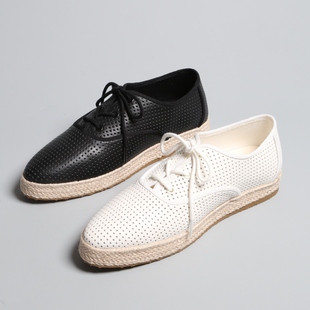 子平底鞋 巴黎温高贵奢侈风女麻绳鞋 底牛胎皮职业女休闲单鞋