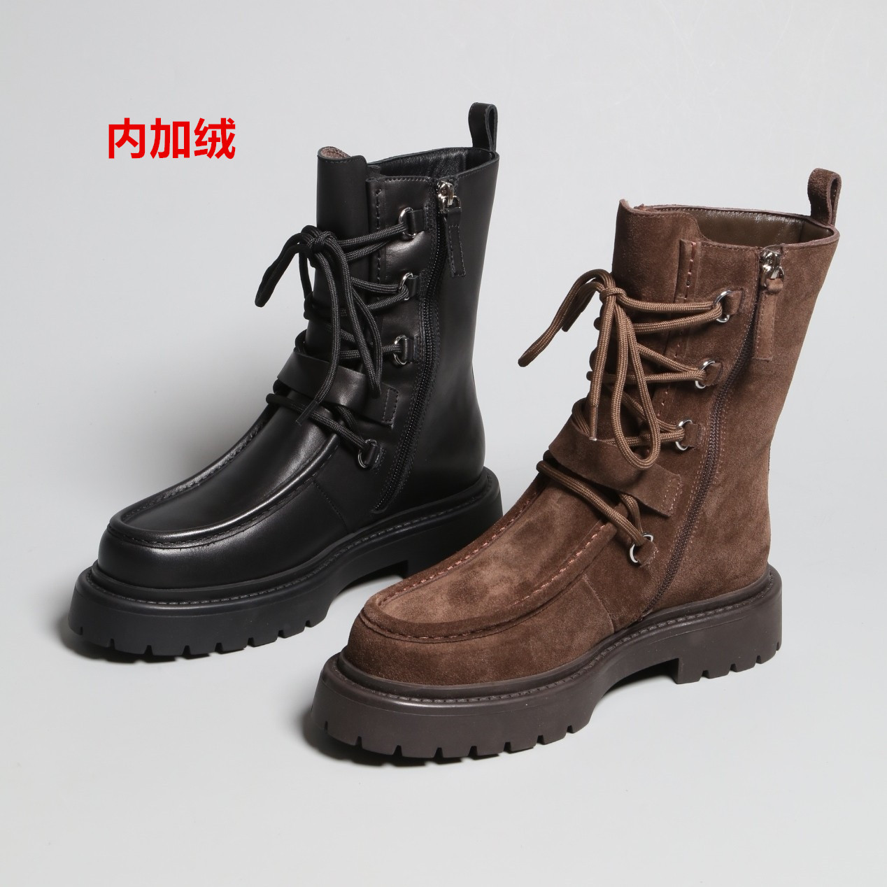 内里加绒女靴子马丁靴