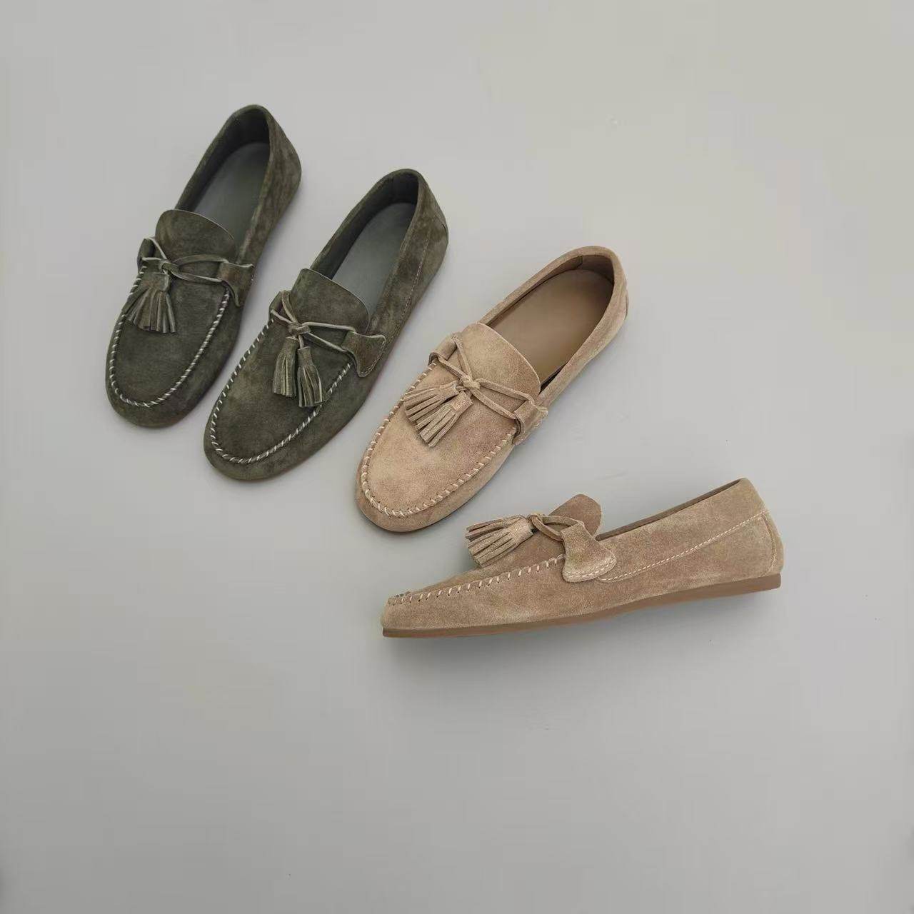 巴黎 流苏软牛磨砂皮羊皮内防滑底平底乐福鞋女鞋豆豆鞋,女鞋,乐福鞋（豆豆鞋）,淘宝优惠券,粉丝福利购,淘宝优惠卷