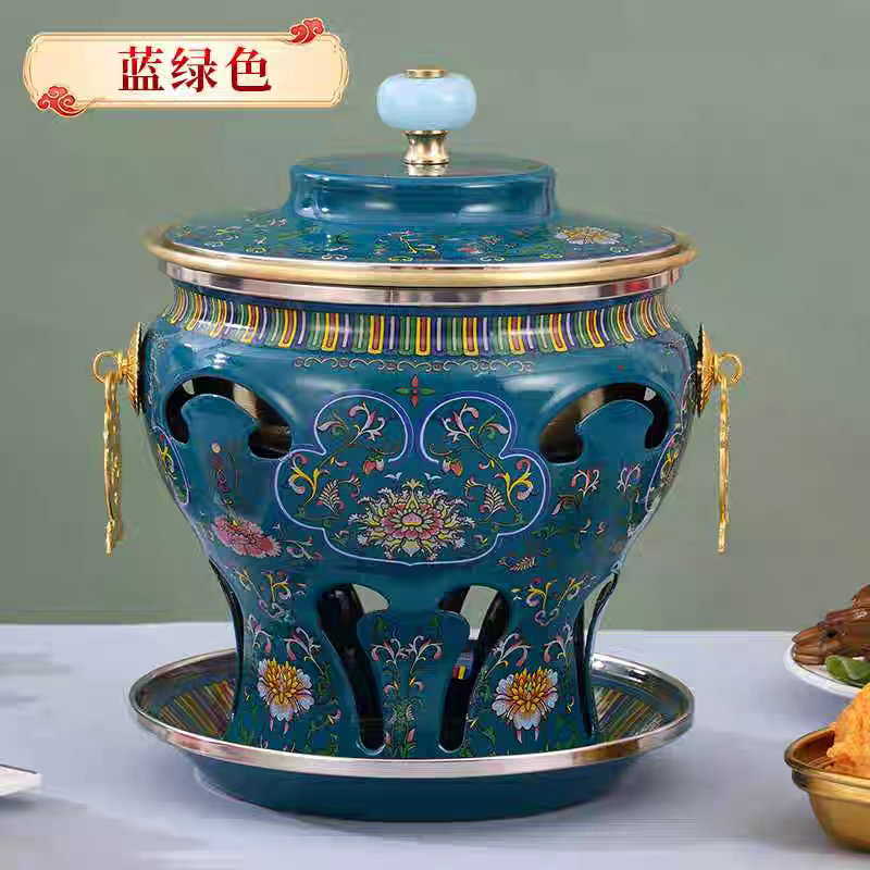 景泰蓝铜火锅炉加厚单人小火锅纯铜酒精铜锅一人一锅饭店酒店会所