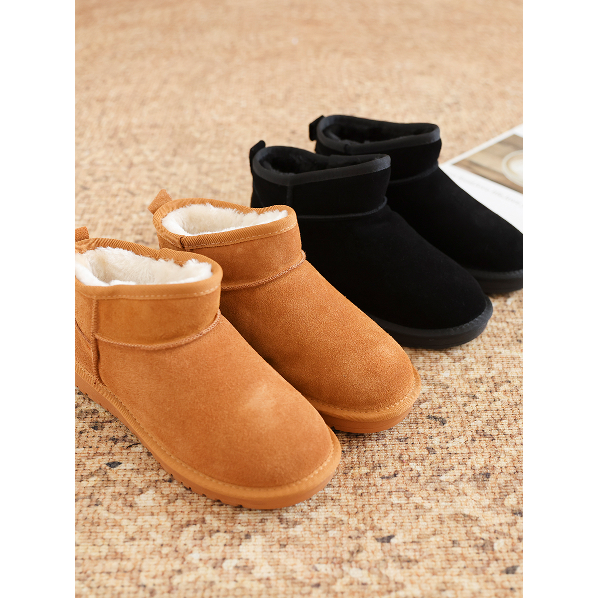 代勒雪地靴冬季加厚一脚蹬