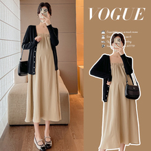 孕妇装夏装2025新款春夏时尚套装棉麻连衣裙开衫上衣高级感两件套
