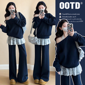 套装 孕期穿搭卫衣春秋款 设计感减龄两件套上衣女 2026新款 孕妇秋装