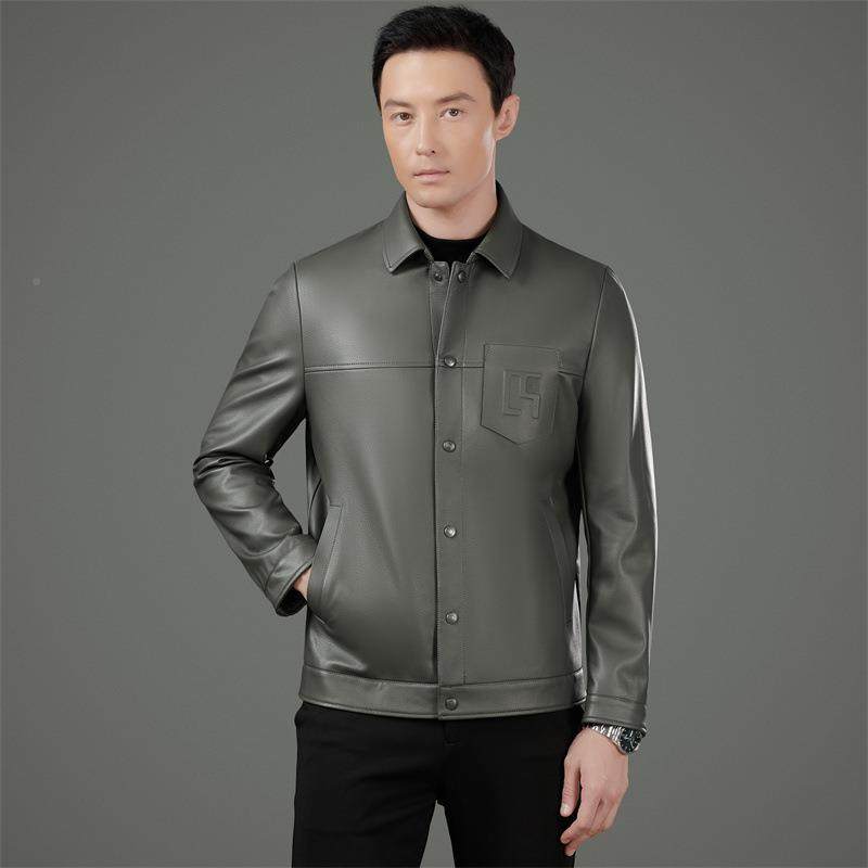 季秋新款士绵羊皮外套海宁真男皮时6658-KJ尚皮上衣翻领简约扣款,男装,皮衣,淘宝优惠券,粉丝福利购,淘宝优惠卷