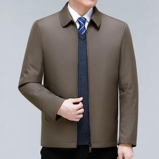 季新款羽绒服男短款2133-U公装务员干白鸭绒中部冬老年爸爸脱胆外