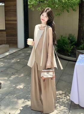 蓝色甜酷松弛感C115-255套三装女款气夏季新质开衫晕染风吊带短裙