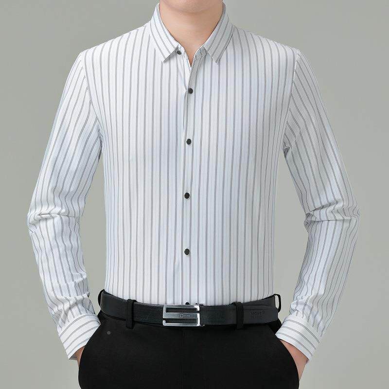 春秋新款条纹5811-P衬衫男长高感男装上衣商务休男级士闲衬衣潮袖