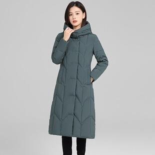 长外服贸羽绒女款过膝加国厚标白鸭绒中长款中老年118-3898外