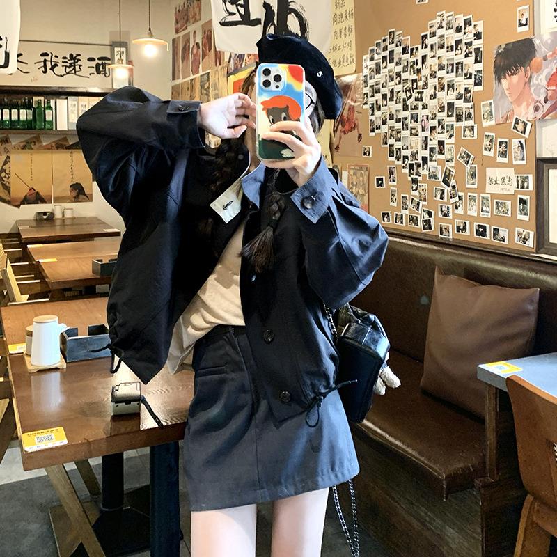 春秋装新款减龄百搭舒适B122AFN1又亲肤品提质年黑色拼接升领短外