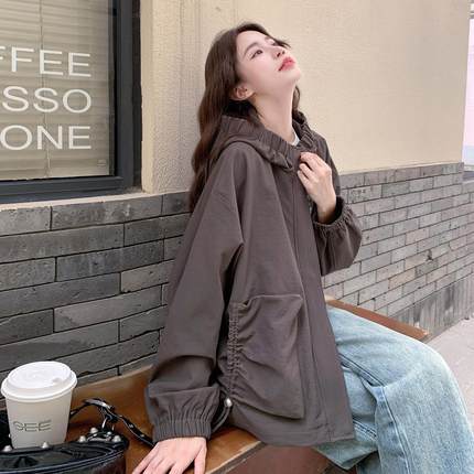 咖外色连帽冲锋衣套B189-810秋季新款流行爆款休闲百搭减女龄装工