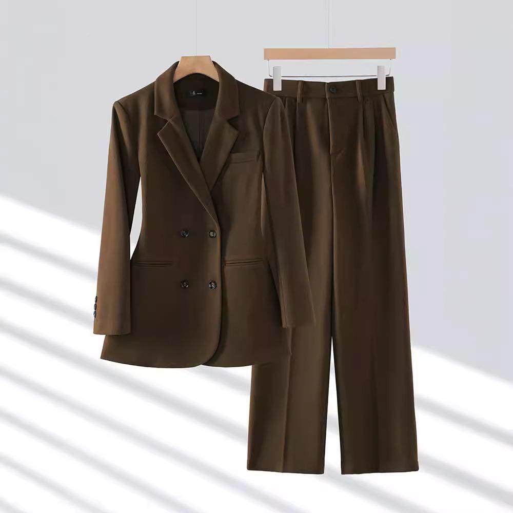 双西排扣杏AL824119色西服套装女秋季新款高级服感职业正装工冬作,女装/女士精品,职业女裤套装,淘宝优惠券,粉丝福利购,淘宝优惠卷