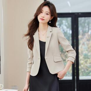 安哥红YZH--971色西装外套女春秋休闲高个子拉短款级感修小身气质