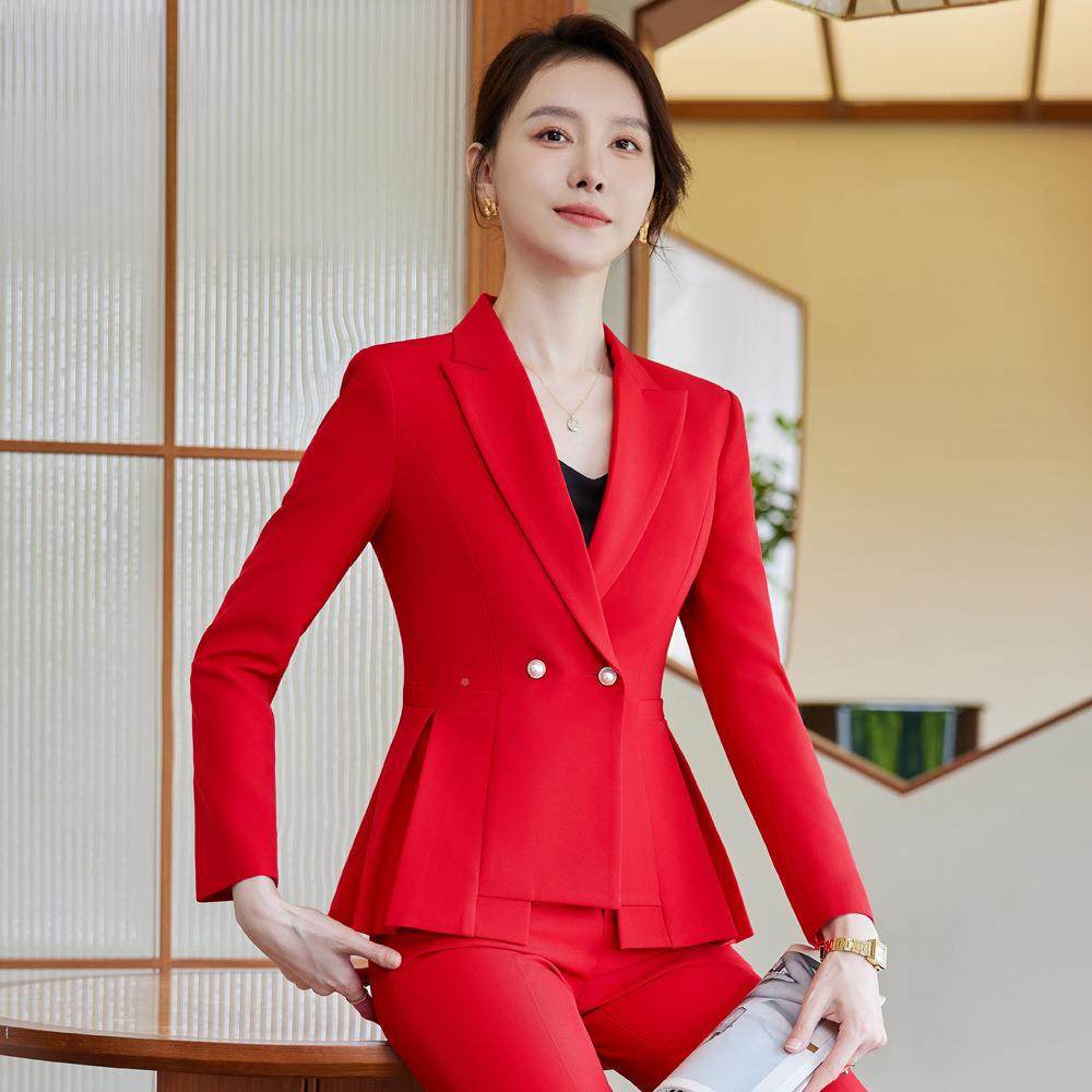 不规则设计时感职业套装外套女新款尚质气长袖西级服高感大红AL73,女装/女士精品,时尚套装,淘宝优惠券,粉丝福利购,淘宝优惠卷