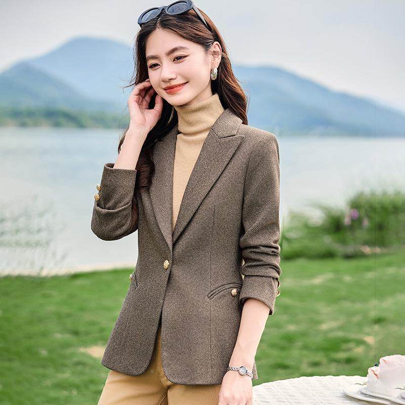 棕色春休闲装AL826929外套女秋新款衣高级感气质小个子小西服上西,女装/女士精品,西装,淘宝优惠券,粉丝福利购,淘宝优惠卷