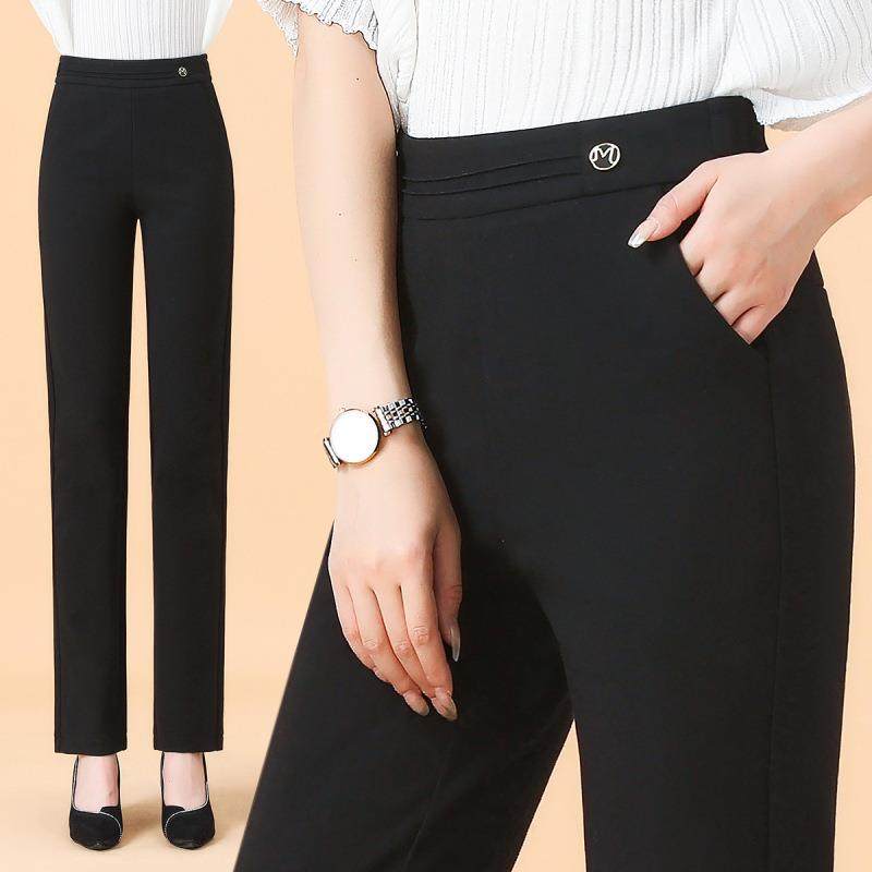 秋冬季新款紧腰松妈长裤子筒直长裤口袋大码女高腰加厚中年55312,女装/女士精品,休闲裤,淘宝优惠券,粉丝福利购,淘宝优惠卷
