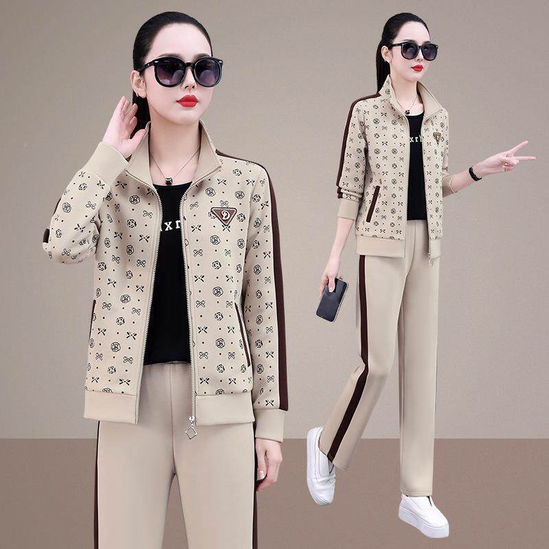 运动81997099服套大装女士春秋季款小新个时尚中子年妈妈休闲三件