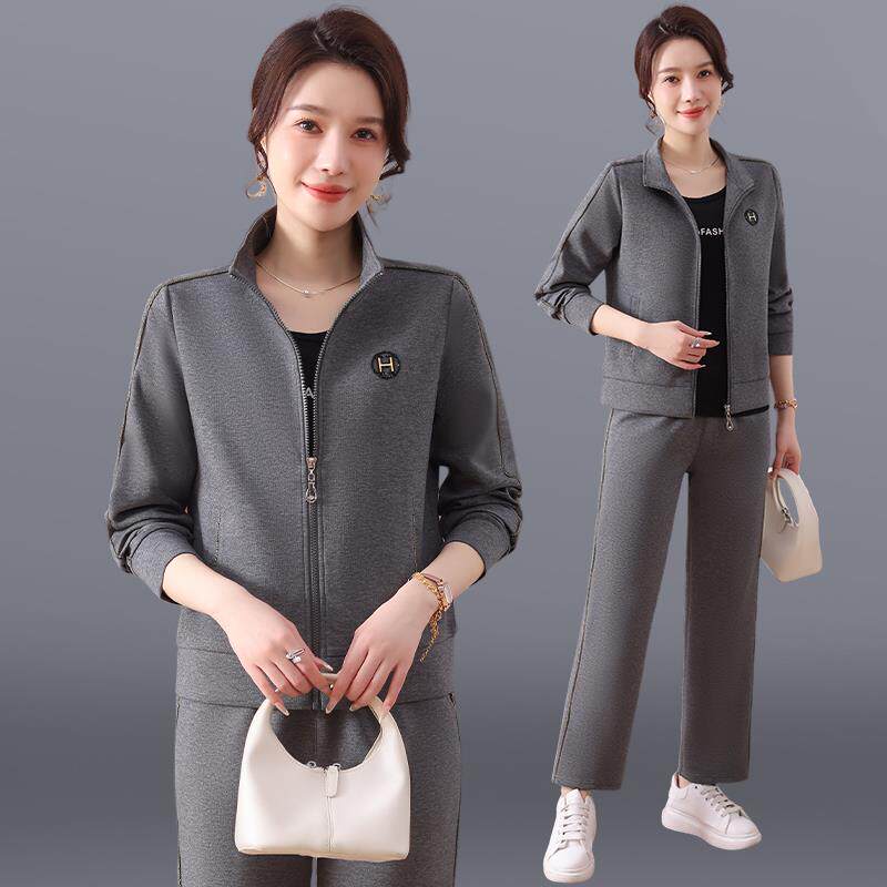 秋季新款尚休闲运动套装96659098女洋气龄显时妈减妈装跑步服三件