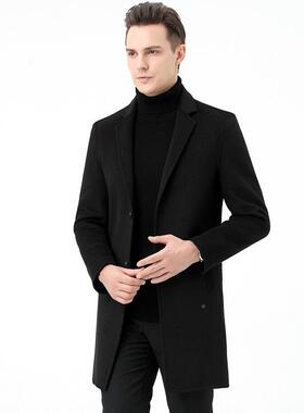 款冬装中长中年男士2005-M双面呢大衣休闲西领时装尚保青暖羊毛呢