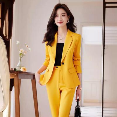 红色西装女外套秋冬时尚洋气年主神持YY9922+9人职业装气质女范西