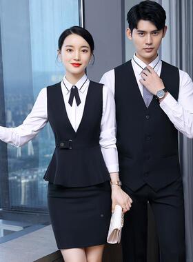 LLY-A200新款宝厅蓝色男同款无袖女秋装马甲工服西餐餐饮工作装女