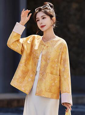 新中印GE62320-花外套女春款季新个小式子圆领国风长袖上衣