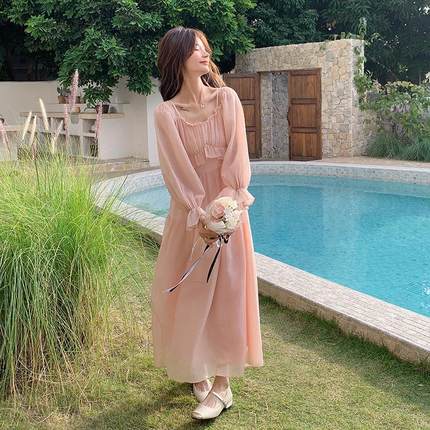 连衣裙修身显瘦质两B189FN78款年春膀秋装新款亮闪气闪肩穿显瘦连