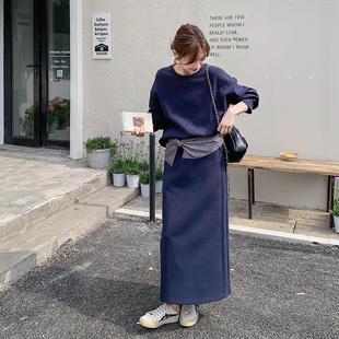 251半身裙两秋 宽休松运动B128 藏青色韩系院风闲卫衣套学装 裙女季