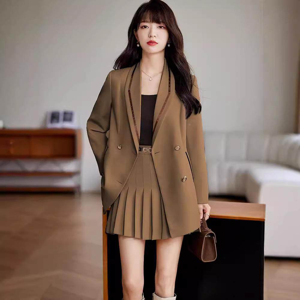 咖色小西装外套女春学秋啡款职业装院风减龄新百AL742780褶裙西服,女装/女士精品,西装,淘宝优惠券,粉丝福利购,淘宝优惠卷