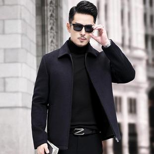冬季尼99802-PP子大衣男呢羊毛子外中套短款翻领年外男羊绒夹克套