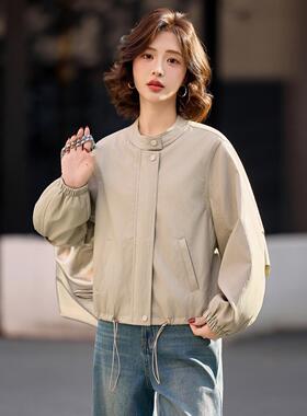 立领外套YG83023-女春季新款装宽子松时克尚女百搭小个夹上衣