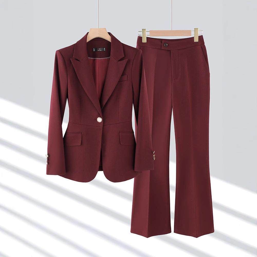跨境装酒红色西装外春套女秋新款正西服装总AL825861套裁气质职业,女装/女士精品,职业女裤套装,淘宝优惠券,粉丝福利购,淘宝优惠卷