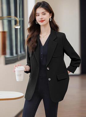 蓝色西装外套女春服秋新款休闲宽松高感通气质轻奢女勤级GDX-632