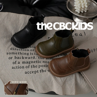 儿童短靴加绒2025秋冬英伦女童薄绒切尔西皮靴男童软底二棉马丁靴