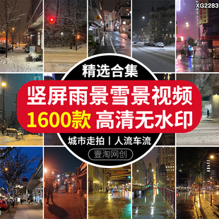 竖屏城市街景雨景夜晚下雪景走拍下雨天后孤独背影短视频剪辑素材
