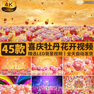 古典牡丹花盛世花开富贵花海民族舞蹈演出台屏幕LED背景视频素材